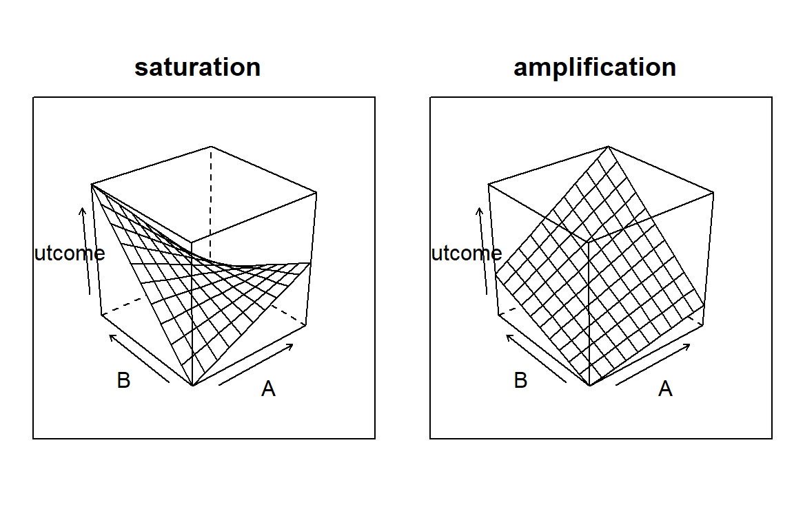 Two forms of conditional effects: amplification and saturation